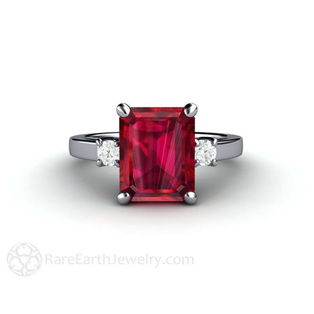 Emerald Cut Ruby Engagement Ring - image 1